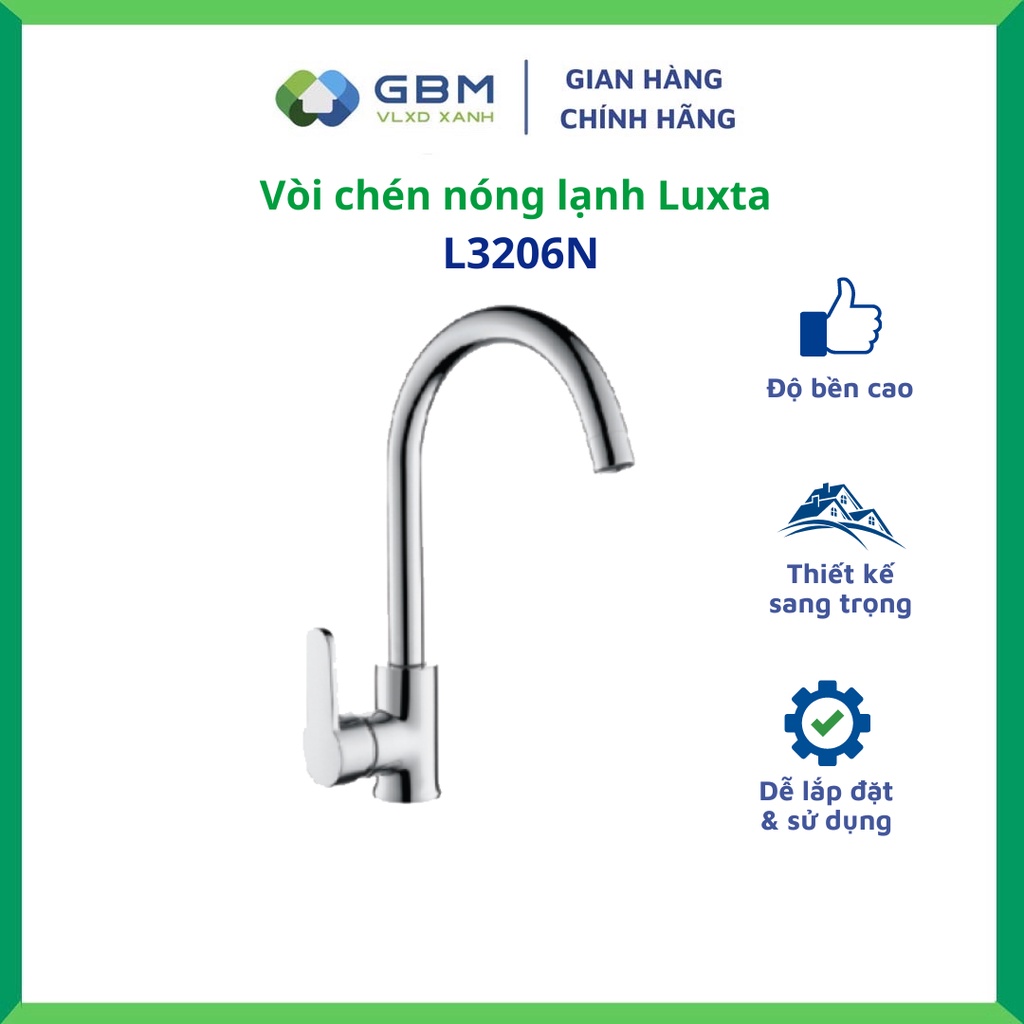 [Mã BMBAU300 giảm 10% đơn 499K] Vòi Chén Nóng Lạnh Luxta L3206N-VLXD XANH