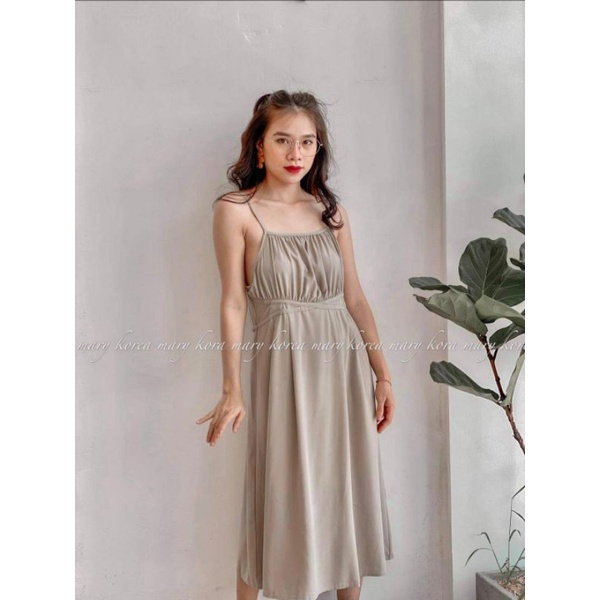 Đầm 2 dây lụa freesize used