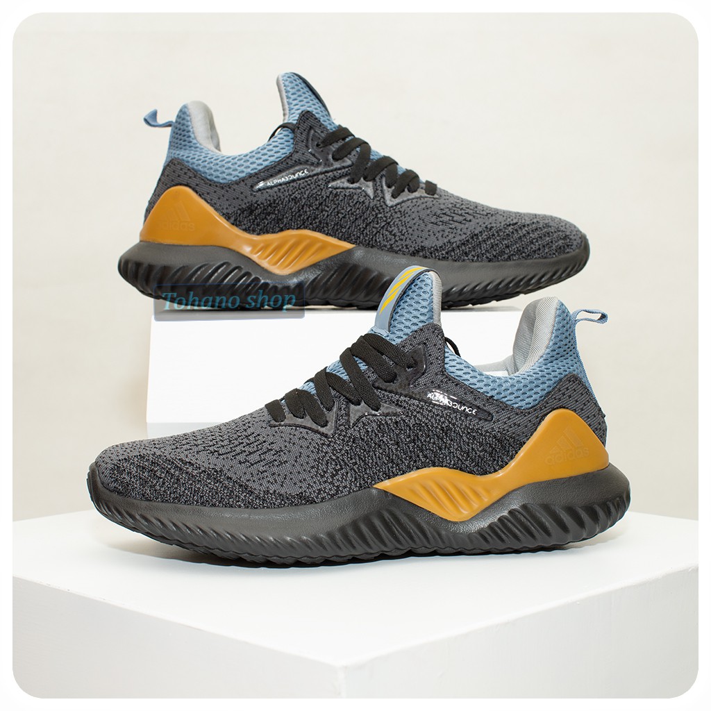 Giày sneaker nam giày thể thao nam alphabounce muối tiêu A28 màu đen vàng