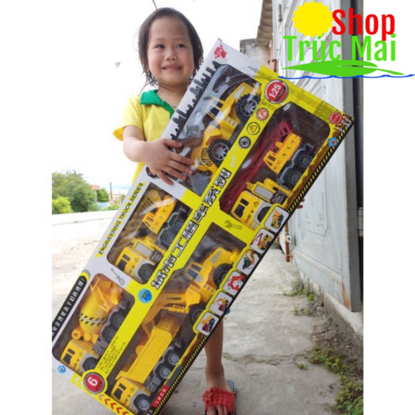 Bộ đồ chơi ô tô mô hình xe xây dựng máy xúc xe tải cần cẩu cho trẻ em đồ chơi cho bé