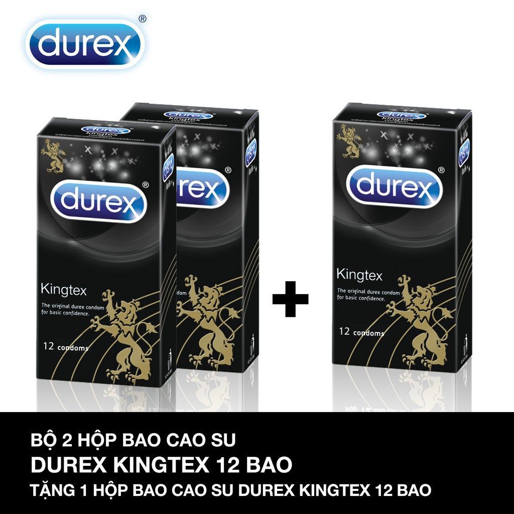 (3 hộp 36 chiếc) Mua 2 tặng 1 Bao cao su Durex Kingtex - Bó sát, làm cho chàng khoan khái hơn, cuộc yêu lâu hơn