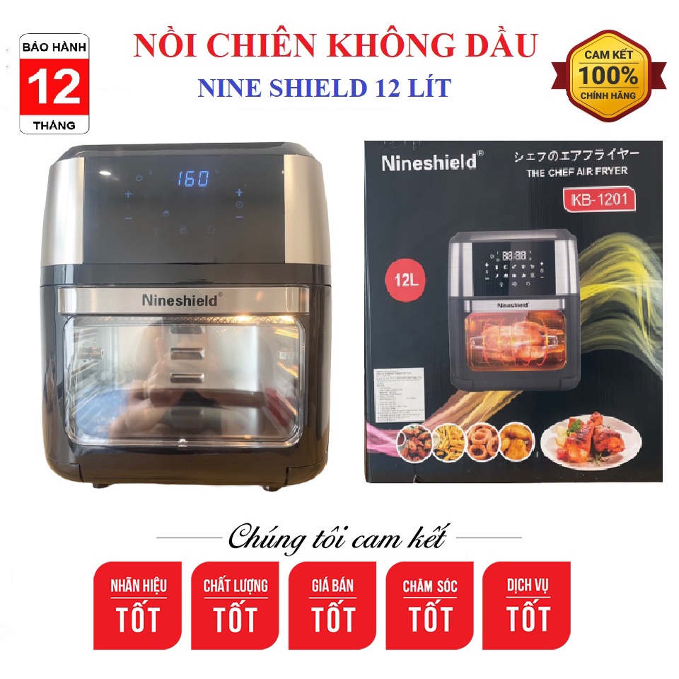 Nồi Chiên Không Dầu Nineshield Dung Tích 10,5L Cao Cấp Chiên Cả Con Gà