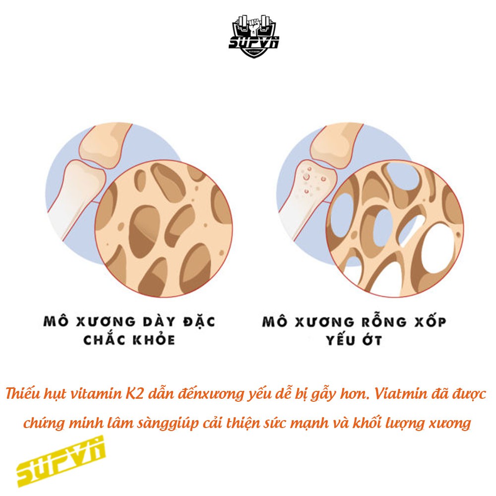 Vitamin K2 D3 - MK7 Bronson 250 Viên Hỗ trợ Giúp Xương Chắc Khỏe, Tăng Hóc Môn, Phát Triển Cơ