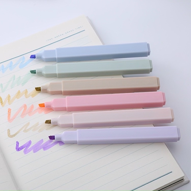 [Mã LIFEB04ALL giảm 10% tối đa 15K đơn 0Đ]  Set 6 bút highlight màu pastel đẹp - Hộp 6 dạ quang màu nhạt