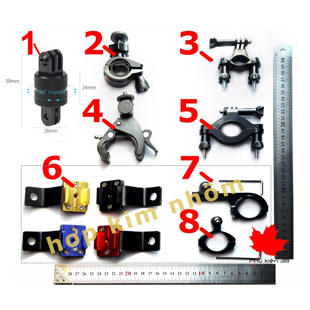 [kho sẵn sàng] Kẹp ghidong ghi đông, gắn xe đạp xe máy cho camera hành động gopro, sjcam, eken | BigBuy360 - bigbuy360.vn