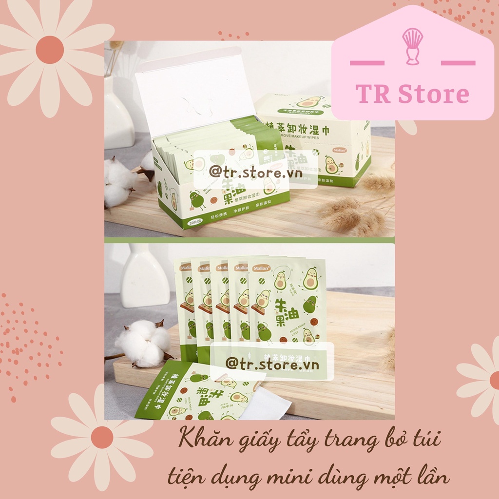 Khăn giấy tẩy trang trái bơ Malian bỏ túi dùng một lần tiện dụng