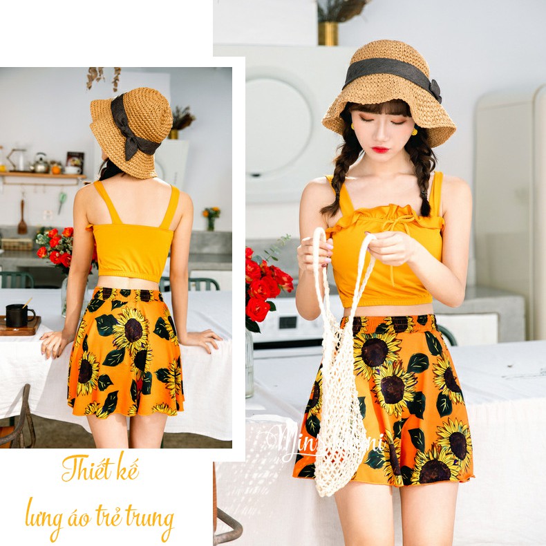 Đồ Bơi Đi Biển Dáng Bikini Hai Mảnh Họa Tiết Hoa Hướng Dương B048 | BigBuy360 - bigbuy360.vn