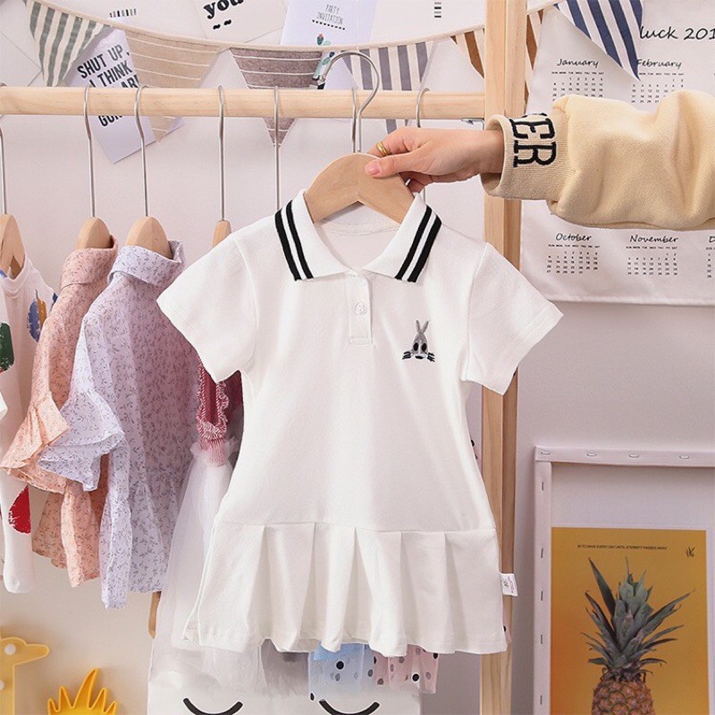 Váy Polo hàng QCCC chất liệu cotton xếp ly chân váy cực xinh cho bé gái cao từ 80-120cm