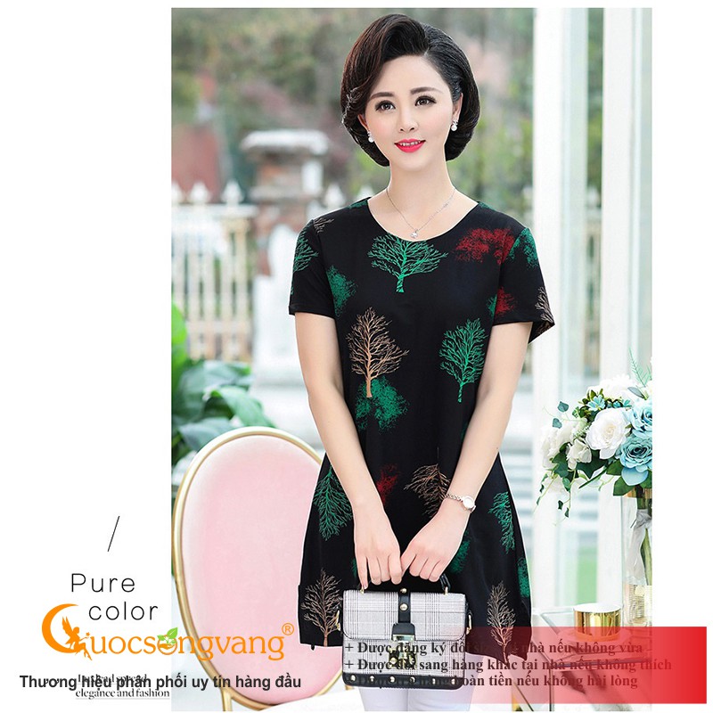 Áo trung niên kiểu dáng dài áo nữ big size xẻ tà Queenbe GLA257 Cuocsongvang