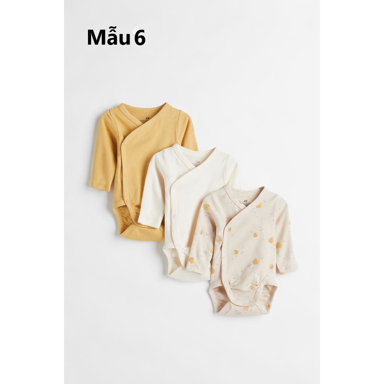 Set 3 bodysuits dài tay cho bé sơ sinh, Hờ mờ UK US săn SALE
