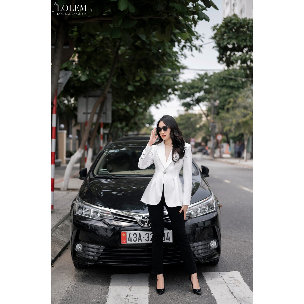 Áo vest nữ blazer công sở thiết kế trượt xếp ly eo 1 nút LOLEM AKNB015