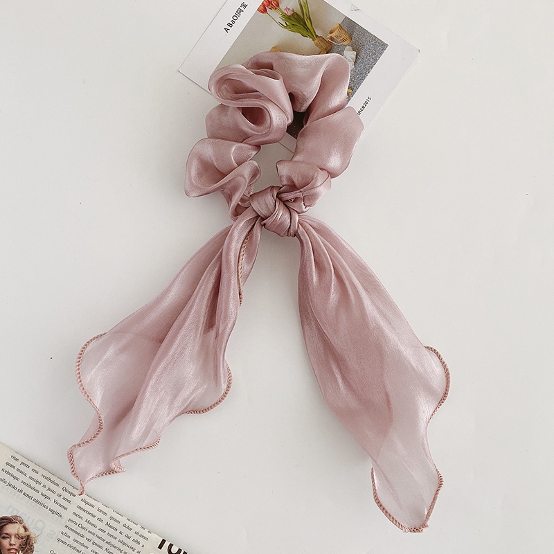 Dây buộc tóc co giãn bằng vải satin màu trơn thời trang cho nữ
