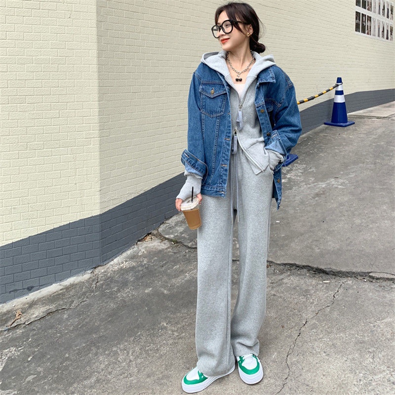 Set áo hoodie và Quần ống rộng thời trang năng động cho nữ