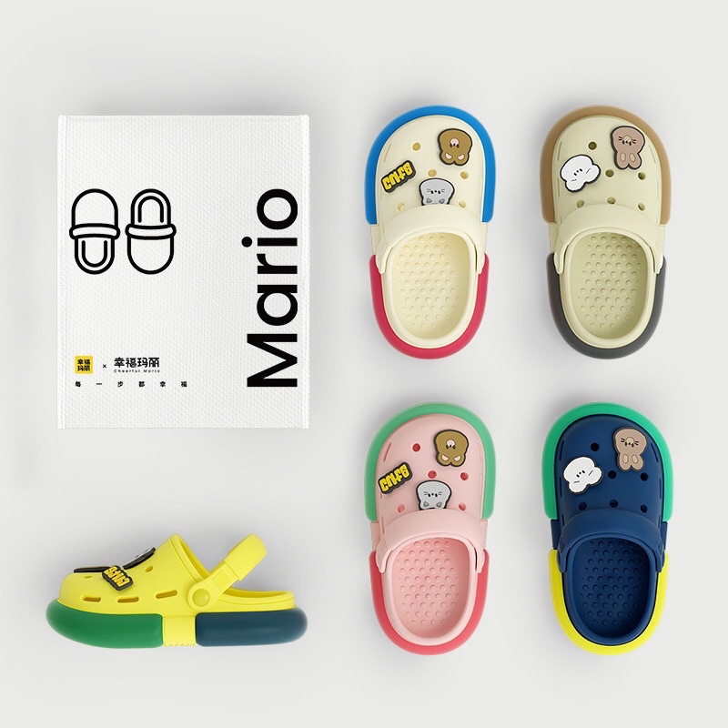 Dép sục cho bé Mario Gấu mèo cute cưng xỉu có quai hậu mã SMB2
