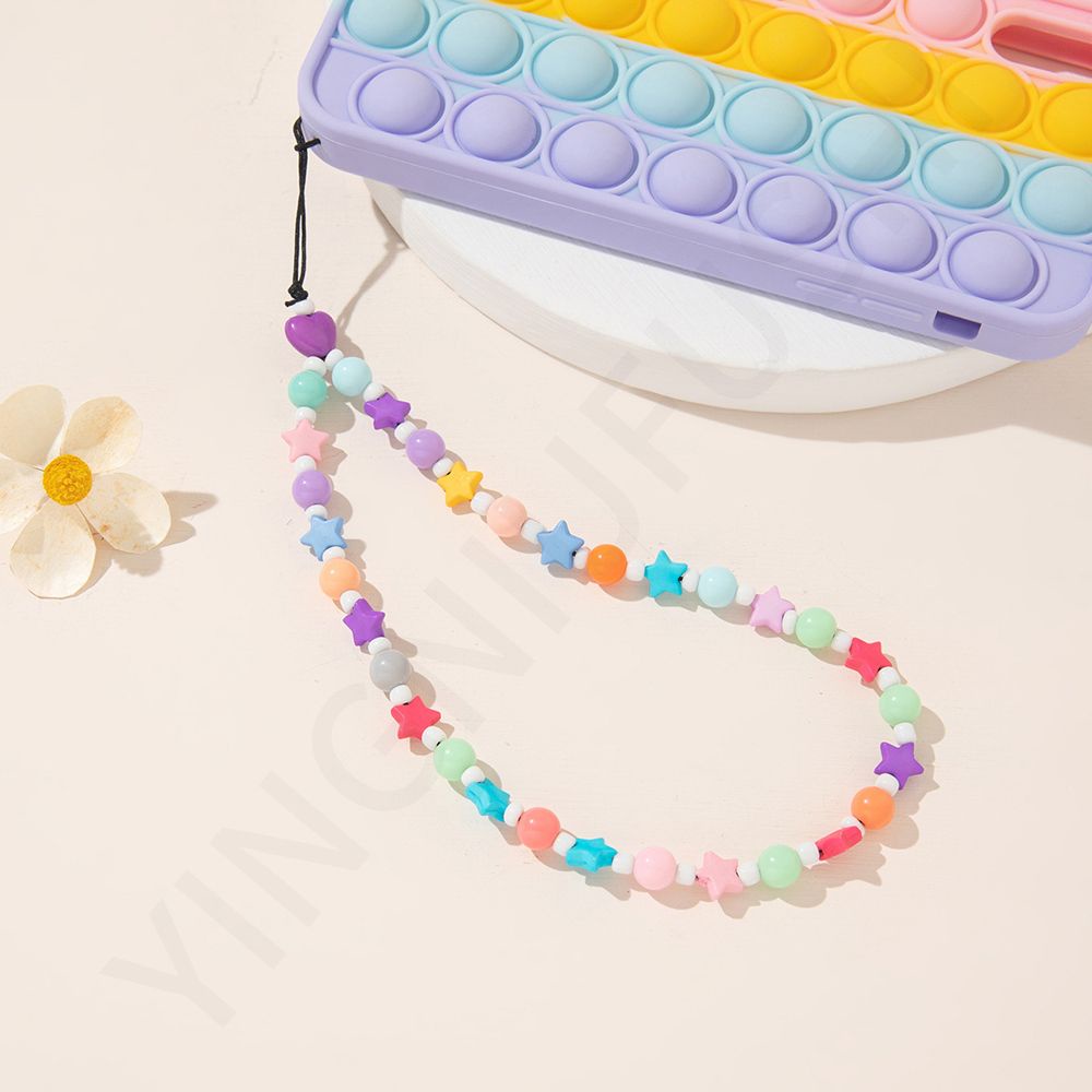 Dây đeo gắn điện thoại di động kiểu chuỗi hạt nhiều màu sắc chống thất lạc