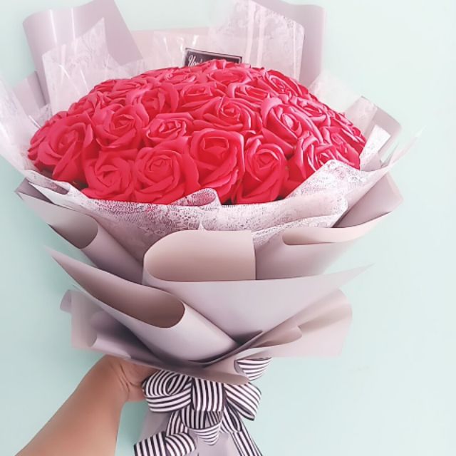 Hoa hồng sáp thơm bó 50 bông