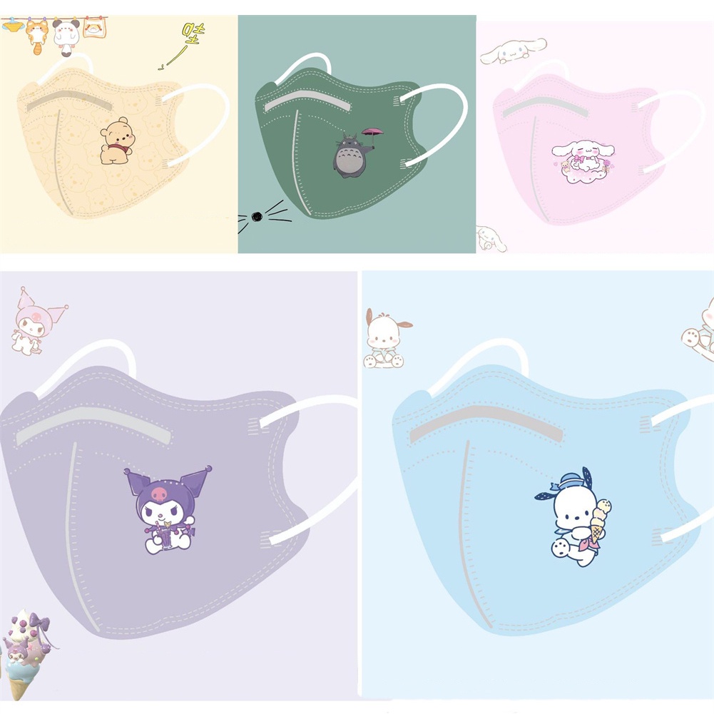 10 chiếc 5d Sanrio Series Mặt nạ dùng một lần dành cho người lớn Mẫu Kuromi dễ thương Mặt nạ cao cấp bảo vệ 3 lớp