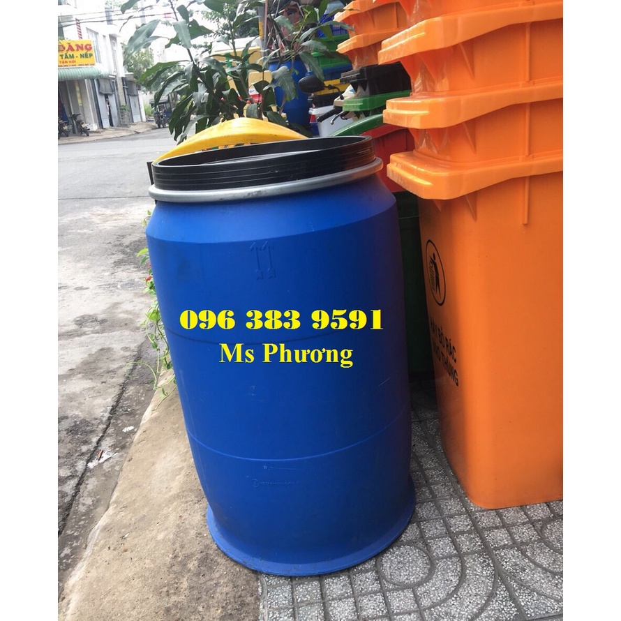 Thùng phuy nhựa 200l nắp mở đựng chất lỏng, dung môi
