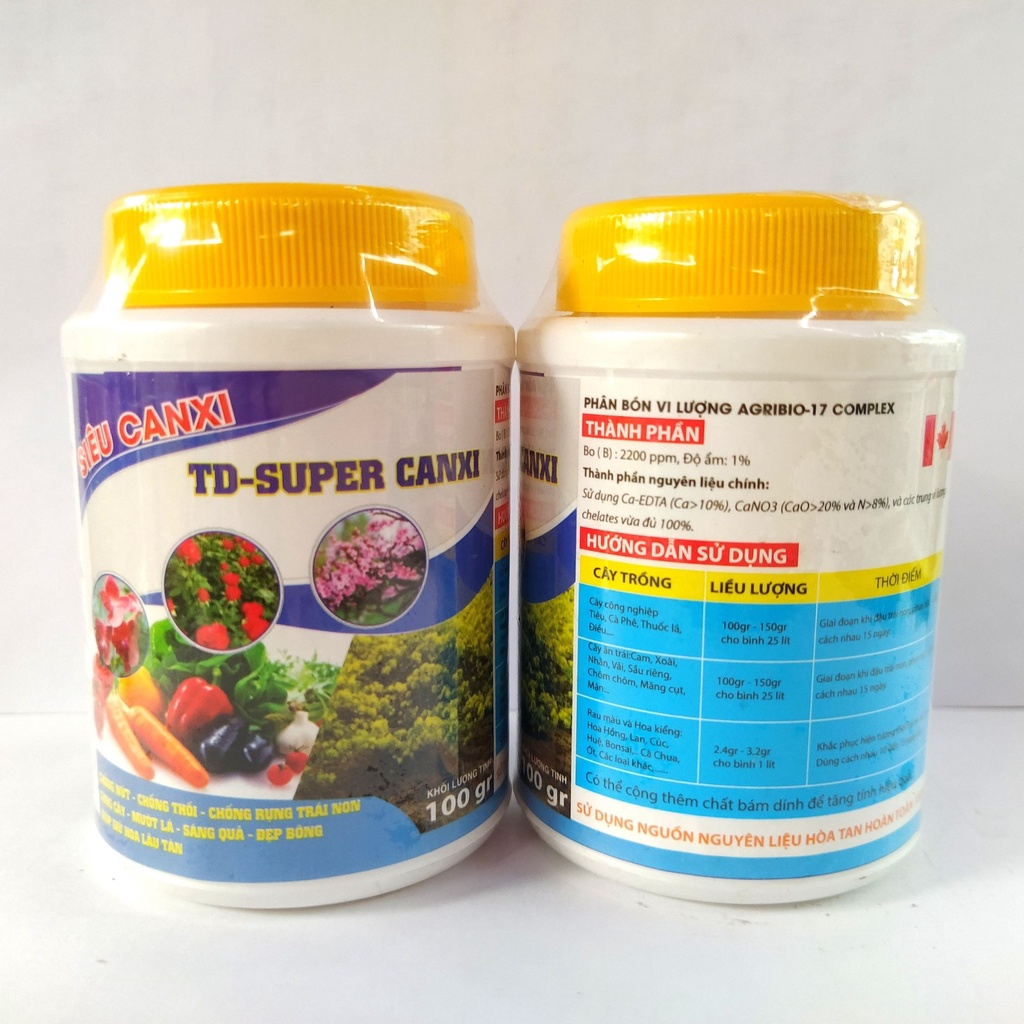 Siêu Canxi TD- Super Canxi 100gram chống nứt trái non, cứng cây,mướt lá, đẹp bông, giữ hoa lâu tàn