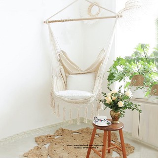 Võng trắng macrame kèm gối (bao gồm phụ kiện)