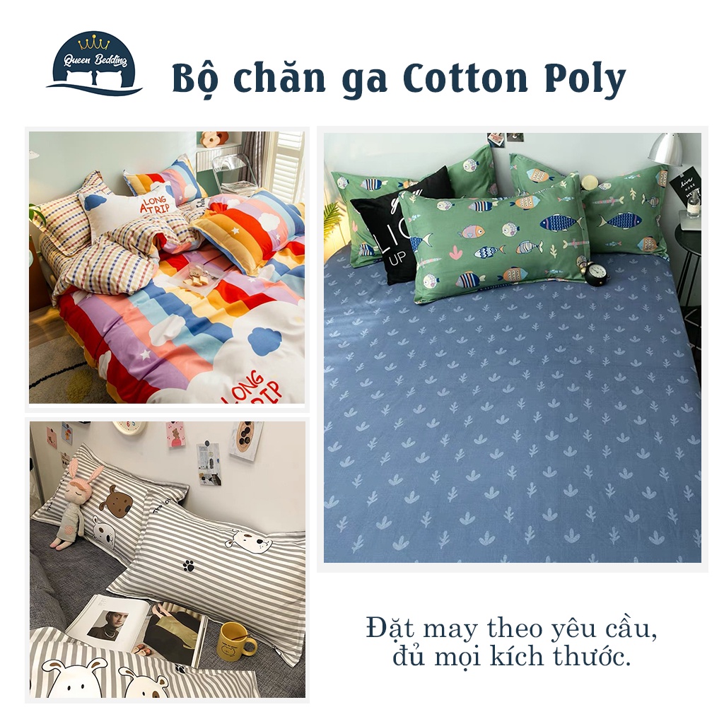 Bộ Chăn Ga Gối Cotton Poly Hình Thú Ngộ Nghĩnh - Set 4 Món Nhiều Màu, Chăn Dành Cho Mùa Hè