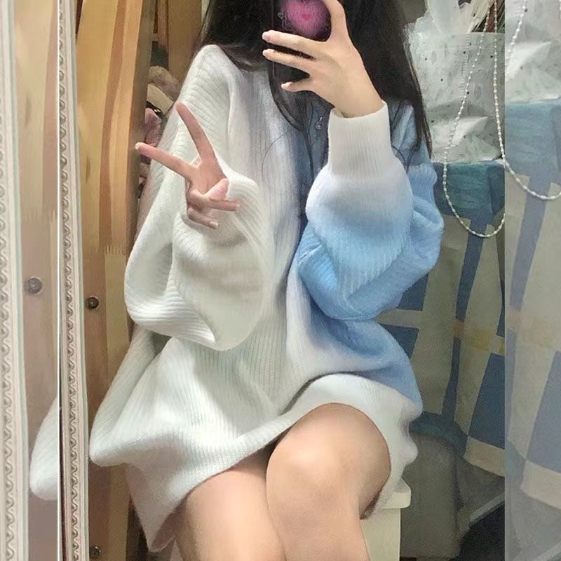Áo Len Mỏng Loang Màu Cổ Tròn Nam Nữ Ulzzang Unisex 🤗 Áo Sweater Mỏng Nam Nữ Dáng Rộng 🥰