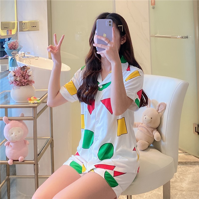 Đồ Ngủ Pijama Tay Dài In Hình Shin Cậu Bé Bút Chì Đáng Yêu