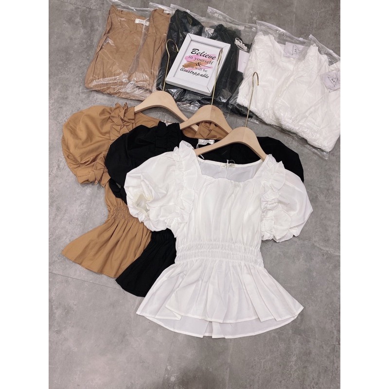 [Hàng Đẹp] Áo Tay Bồng Bèo Vai 3 Màu, Áo Nữ Chun Eo Tay Phồng Siêu Xinh Có Ảnh Thật Kèm Video | BigBuy360 - bigbuy360.vn