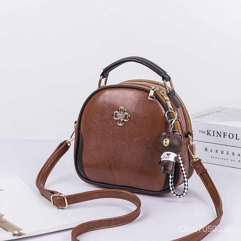 Hàng sẵn có-Bao đeo chéo nữ Túi đựng điện thoại di động Túi đeo chéo Túi đeo vai nhẹ Ba lô Túi vuông nhỏ thời trang Ba lô Túi đeo vai bằng da mềm Túi đeo vai bên