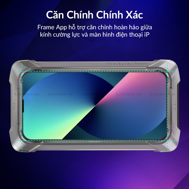 Kính Cường Lực Trong Suốt Zifriend Bull Gen 2 Có Khung Hỗ Trợ Dán Cho IP 13 Pro Max 12 Pro Max Njoyshop