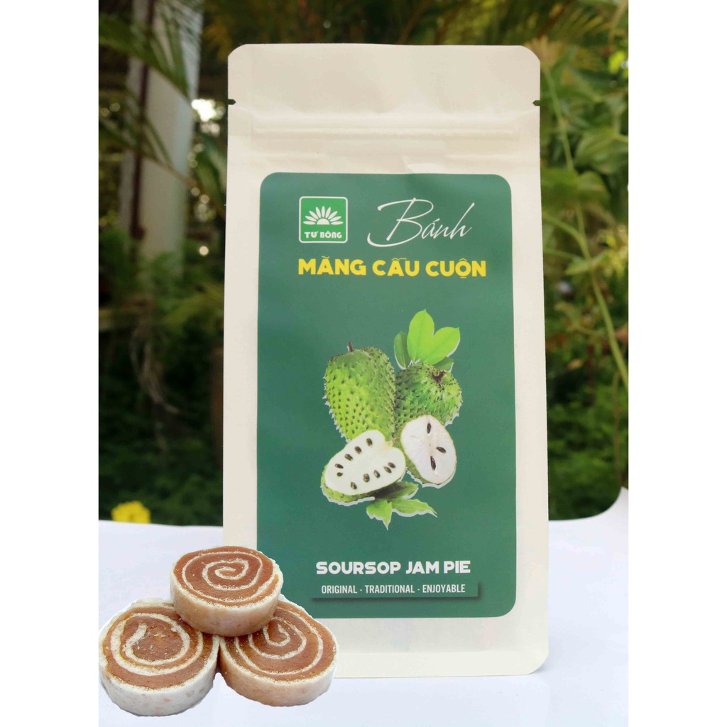Bánh mãng cầu cuộn Tư Bông túi 80g, chua ngọt và tiện dụng - món ngon đặc sản Lai Vung, Đồng Tháp