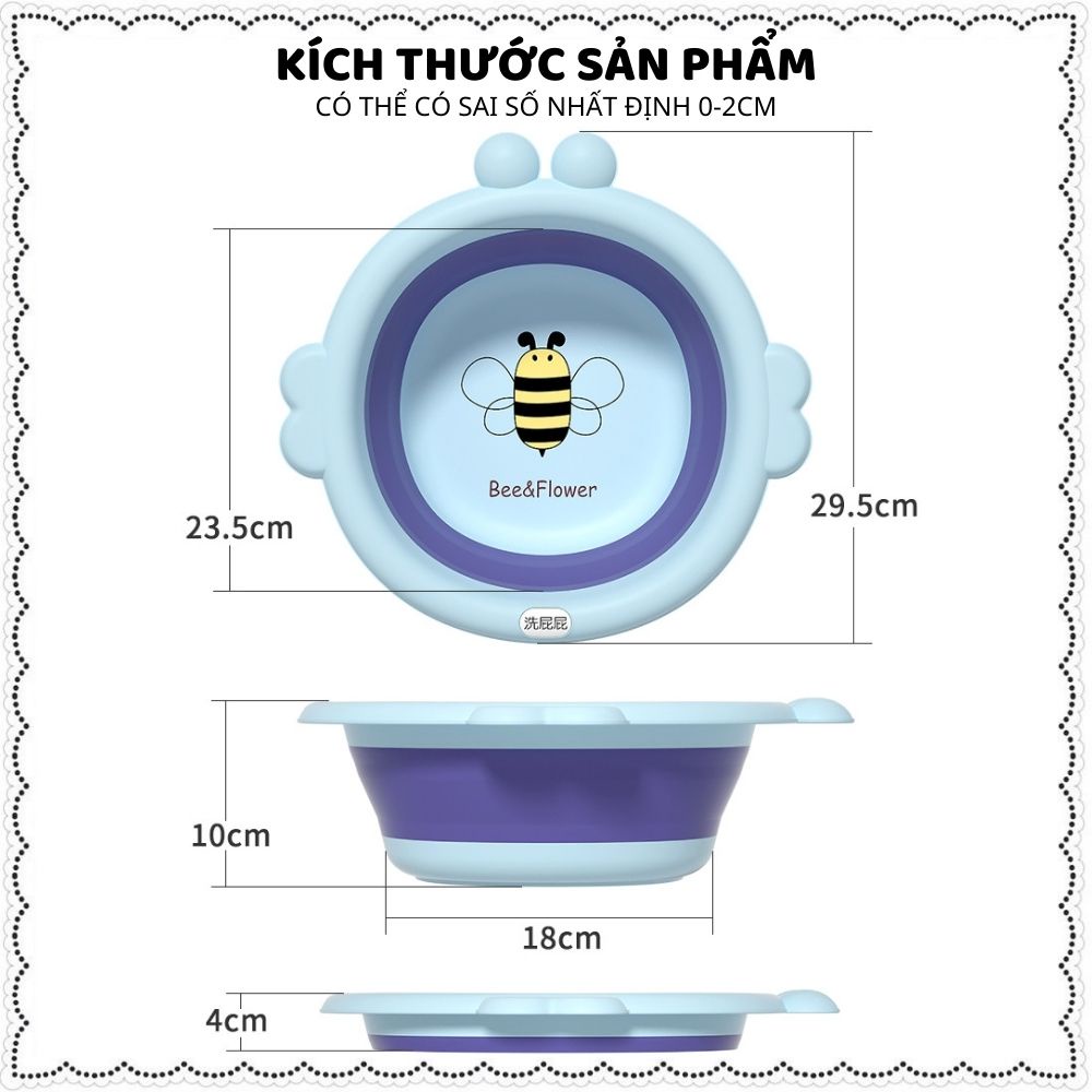 Chậu rửa mặt gấp gọn silicon cho bé hình ong cao cấp xếp gọn mang đi du lịch tiện dụng đồ sơ sinh