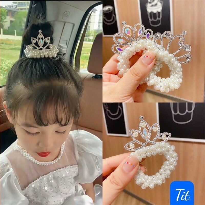 Dây Buộc Tóc Hình Vương Miện Công Chúa Kiểu Nhật Bản Dễ Thương Cho Bé Gái