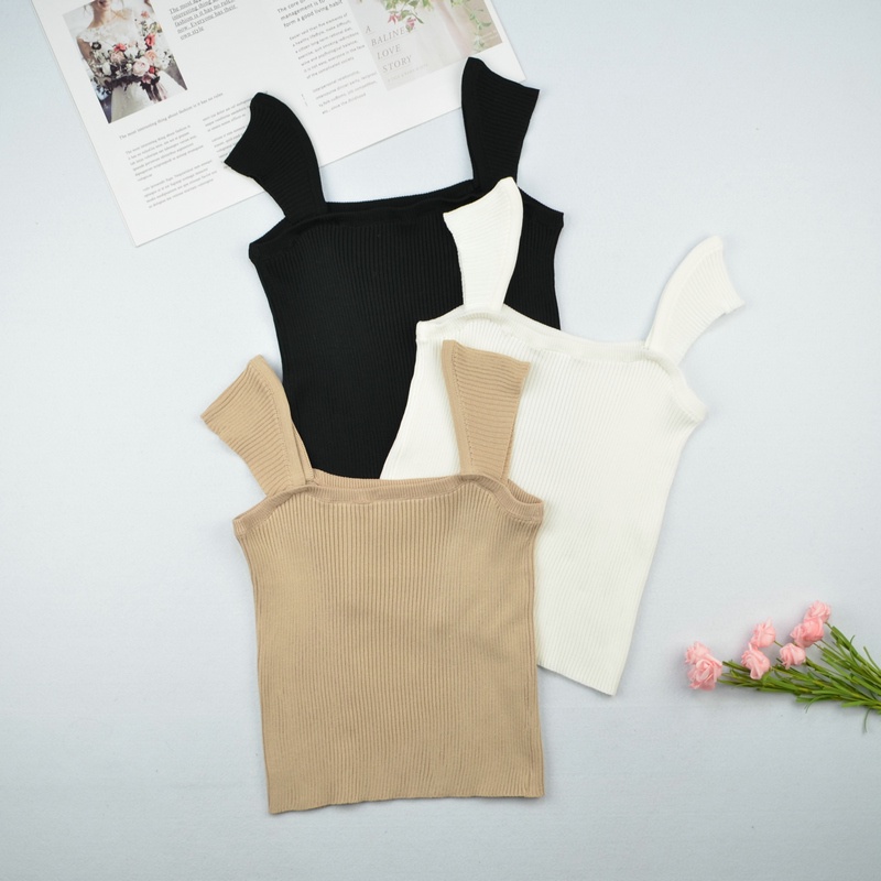 SUXI Áo Dệt Kim Hai Dây Màu Sắc Thời Trang Mùa Hè Dễ Phối Đồ Cho Nữ