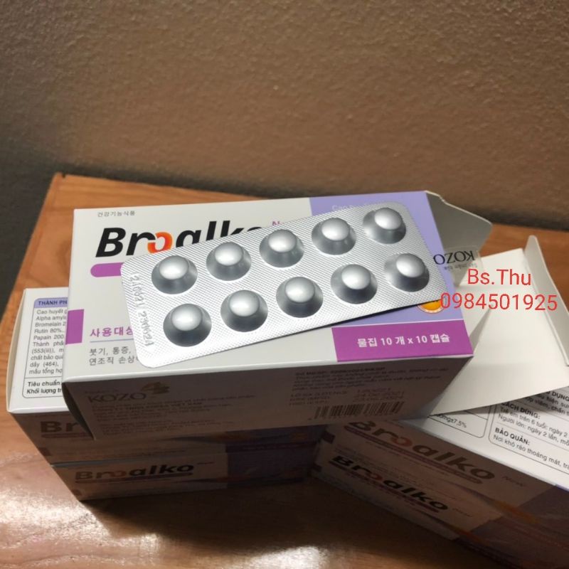 Broalko hộp 100 viên Hỗ trợ làm giảm phù nề