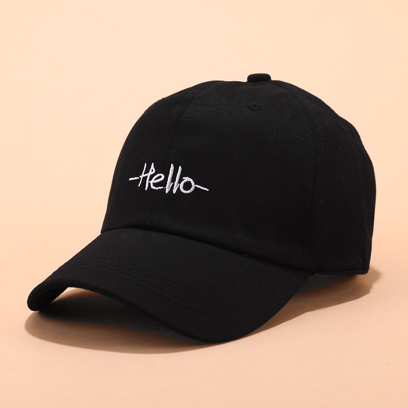 Mũ Lưỡi Trai Nón Kết Nhung Cao Cấp Thêu Chữ Hello 432 Phong Cách Ulzzang Form Unisex Nam Nữ - Hazo