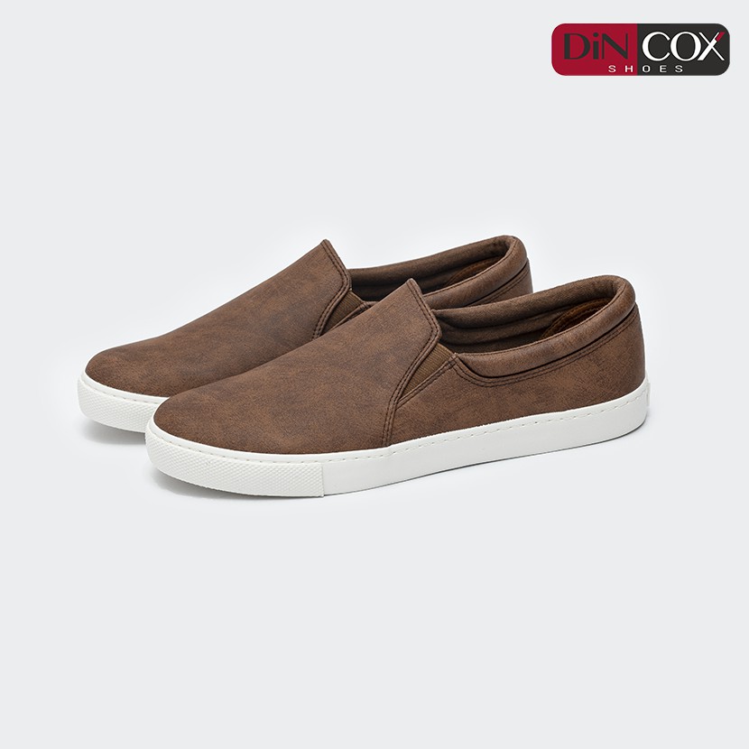 Giày Lười Sneaker Da Nam DINCOX C38 Đơn Giản, Lịch Lãm Brown