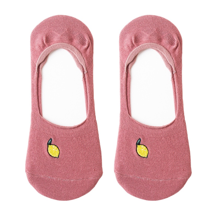 WAFNHA D386 Tất Tàng Hình Màu Sắc Thêu Hình Trái Cây Cho Nữ
