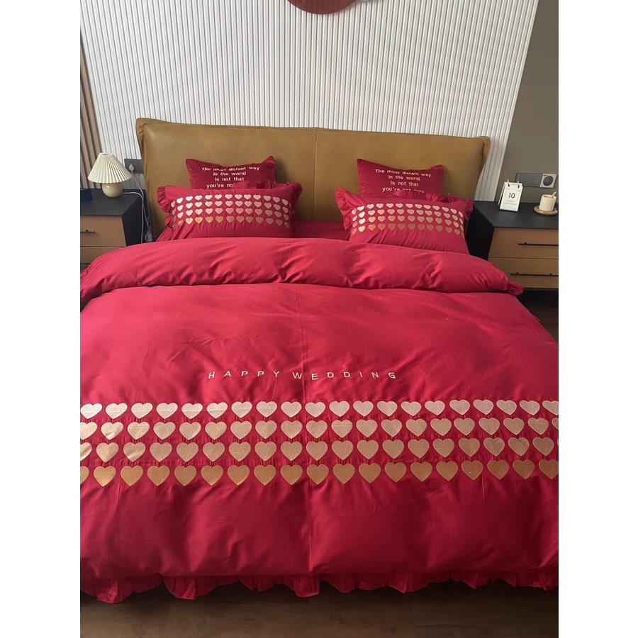 Bộ Chăn Ga Gối 7 Món Lụa Thêu THIÊN NGA  siêu Đẳng Cấp -> Mẫu Cưới Mới Nhất 2022