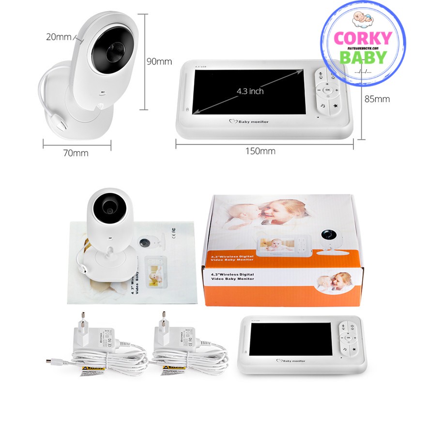 Máy báo khóc Corky Baby MBK601 – 4.3inh – Bản nâng cấp đáng giá 2021
