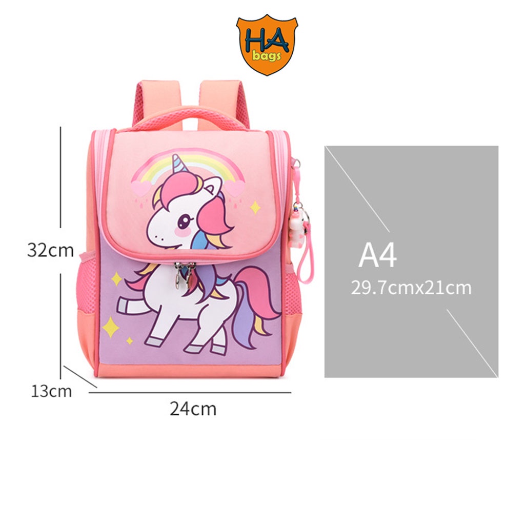 Balo mầm non siêu nhẹ cho bé mẫu giáo HABAGS kích thước 31x24x13cm  HA1018