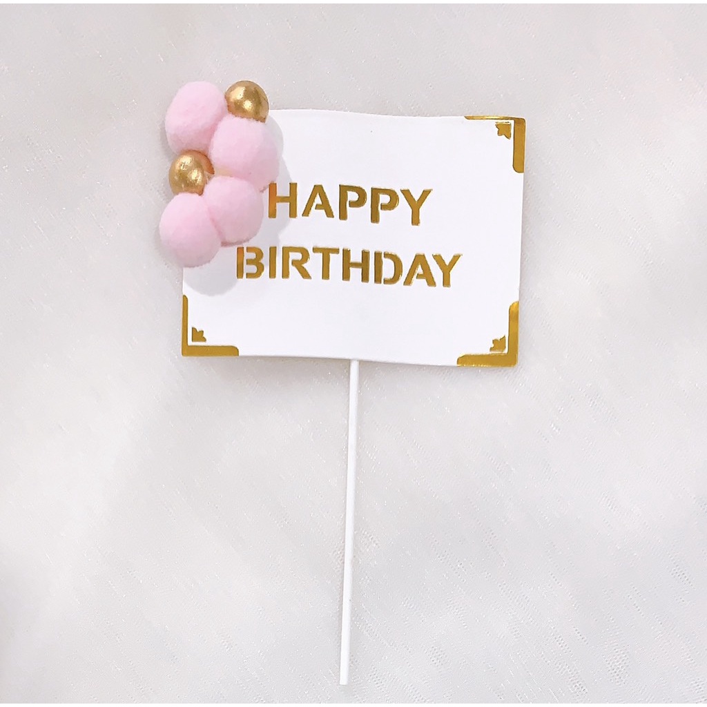 Set 10 cây cắm happy bông bi vuông