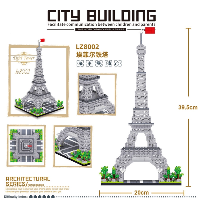 Đồ Chơi Lắp Ráp Mô Hình Tháp Eiffel Lz8008