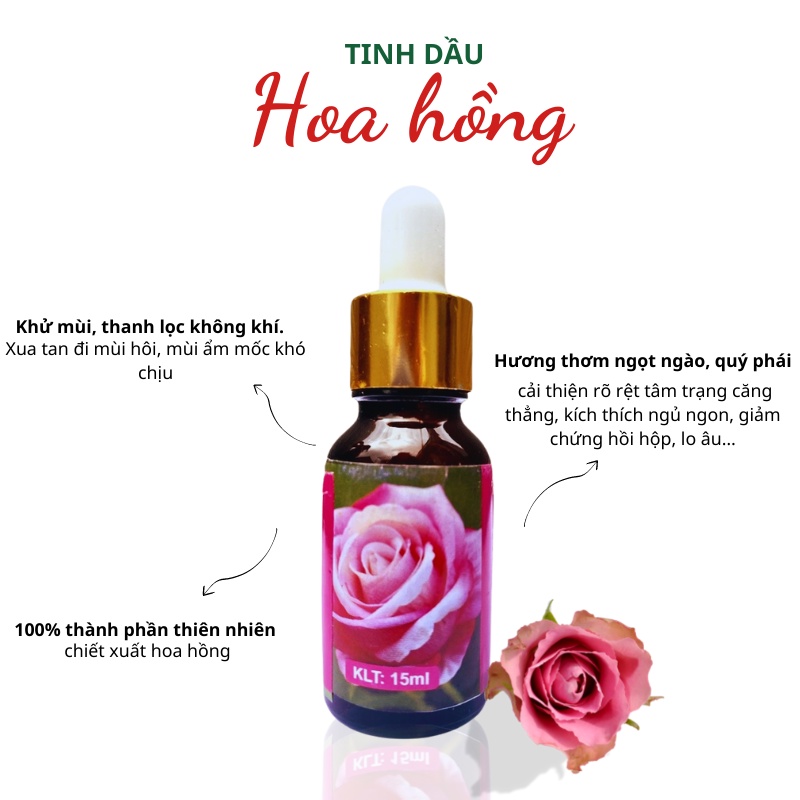 Tinh dầu Hoa Hồng essential oil giúp khử mùi, thơm phòng - 10ml