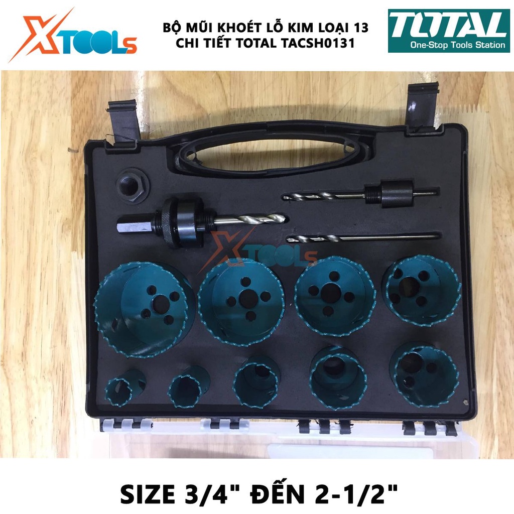 Bộ mũi khoét lỗ kim loại 13 chi tiết TOTAL TACSH0131 | Bộ 13 mũi khoét lỗ kim loại 19-64mm [CHÍNH HÃNG] [XTOOLs]