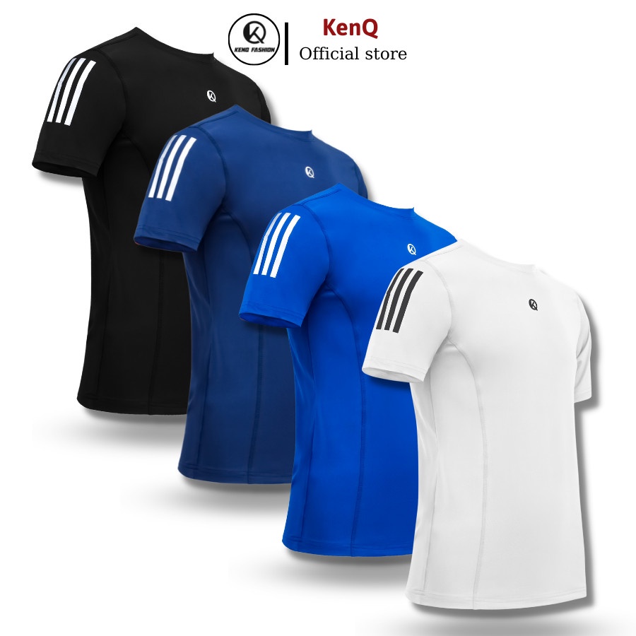 Áo thun thể thao nam KENQ - A10, chất thun lạnh poly 4 chiều cao cấp, thoáng mát thấm hút mồ hôi, co dãn thoải mái