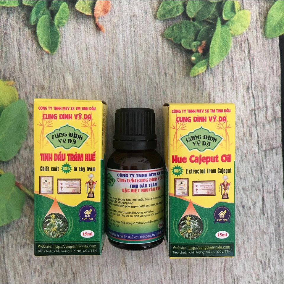 Tinh dầu tràm Huế nguyên chất hiệu Cung Đình Vỹ Dạ ( chai dùng thử 15ml )