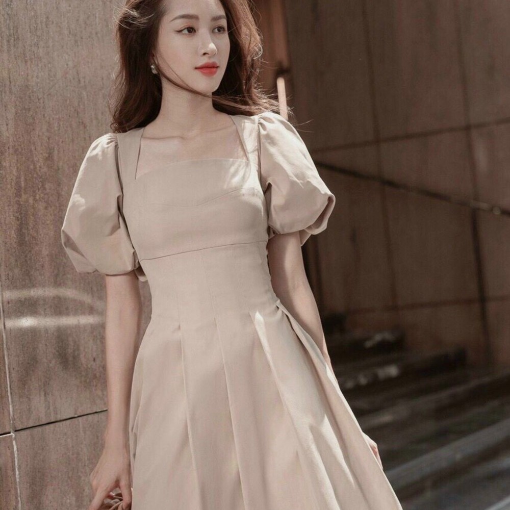 Đầm dự tiệc cưới, Váy dự tiệc nữ màu trắng TheHQ chất vải đẹp-thiết kế dáng xòe mang lại sự dịu dàng và sang trọng