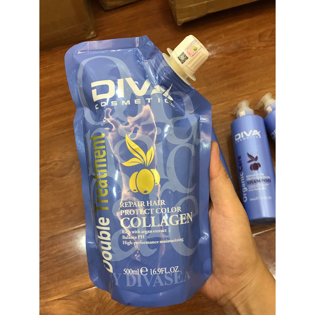 DIVA - Dầu Hấp Ủ Dưỡn Ẩm Phục Hồi Siêu Mềm Mượt Diva Collagen 500ml