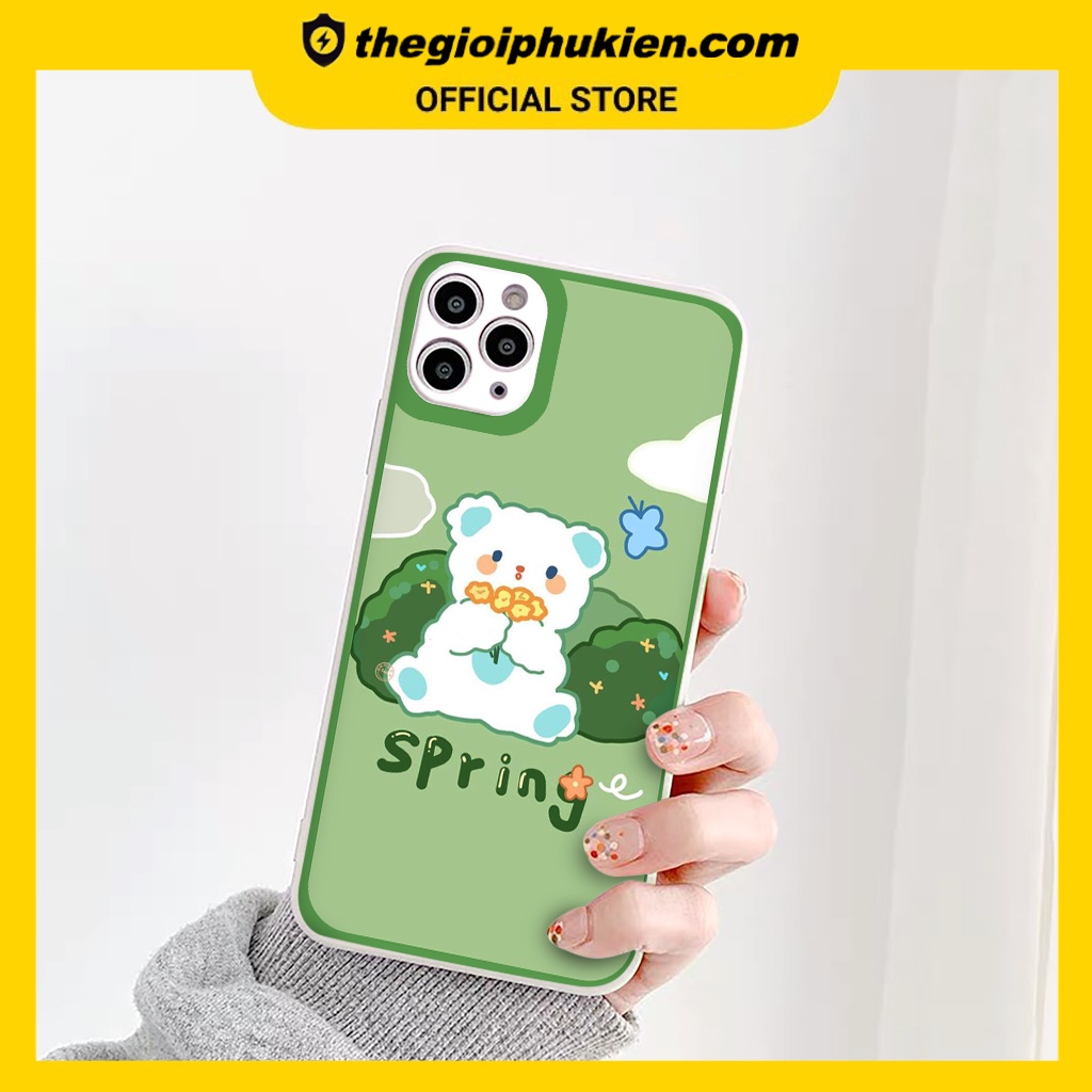 Ốp iphone - Ốp lưng iphone cạnh vuông Gấu Spring dành cho ip 6 đến 14promax - ng261